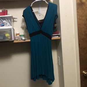 Cute blue v neck & v back dress